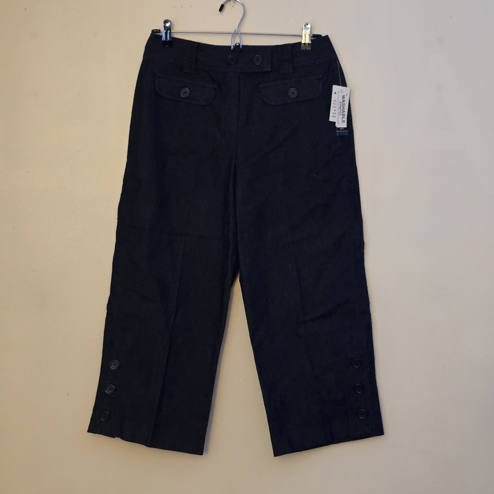 NWT Larry Levine Women's 4 Navy Blue Cropped Pants